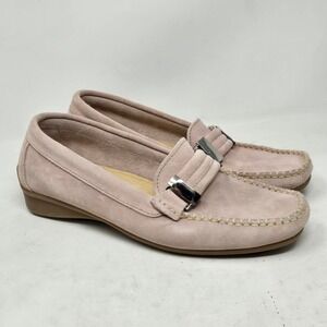 Piero Masetti Pink Suede Loafers Made in Spain Silver Hardware EU 39 US 8.5-9